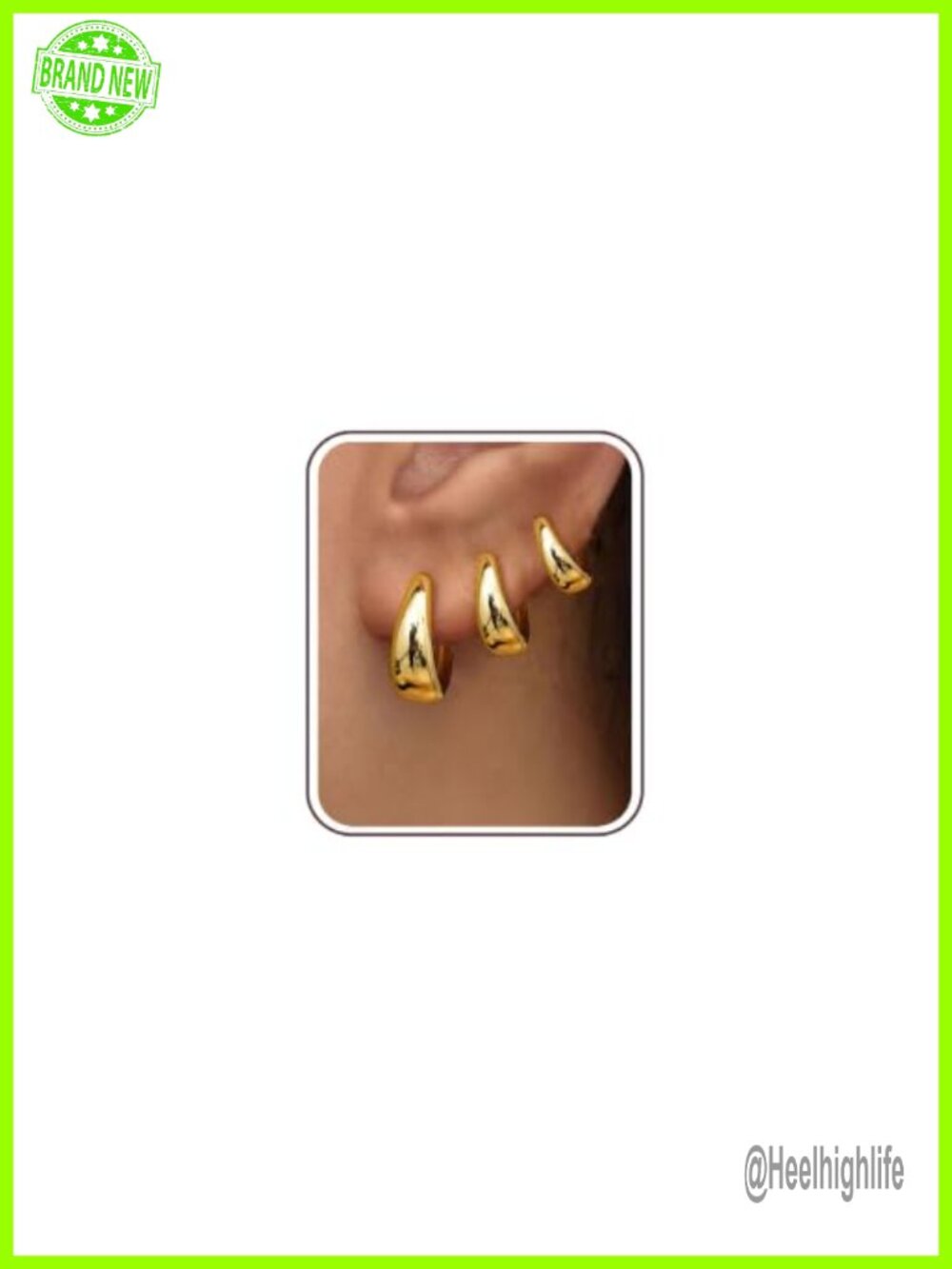 3 Pairs Gold Plated Huggie Hoop Earrings Set for Women